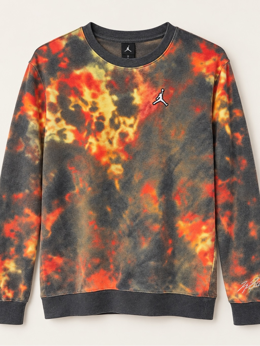 Jordan Crewneck Sweatshirt in Black, Orange & Yellow Tie-Dye